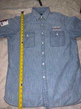 Vintage 90’s Polo Ralph Lauren CP-RL 93 button up Shirt Denim Blue Size Medium